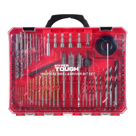 100 piece sae drill set metal box|Hyper Tough 100 Piece Drill, Screwdriver Bits, and .